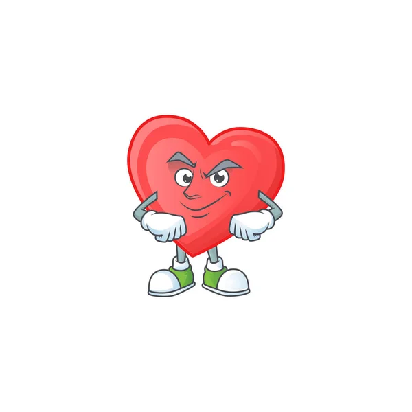 Rojo amor mascota caricatura carácter estilo con cara sonriente — Archivo Imágenes Vectoriales