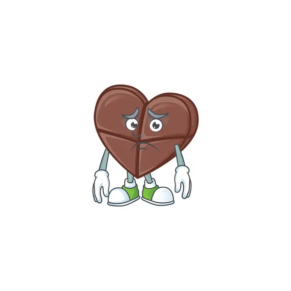 Afraid chocolate bar love Cartoon character mascot design — Stock Vector