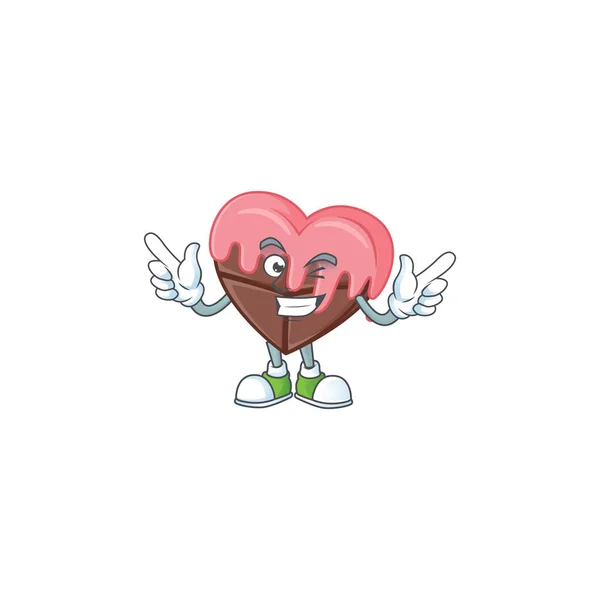 Rolig kärlek choklad med rosa tecknad karaktär stil med blint öga — Stock vektor