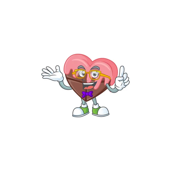 Super bonito Geek amor chocolate com design de personagem de desenho animado rosa —  Vetores de Stock