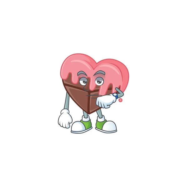 Zdjęcie czekając czekolada miłość z różowym na kreskówkowym stylu maskotka — Wektor stockowy