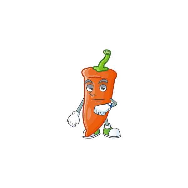 Zdjęcie czekania pomarańczowe chili na wzór maskotki kreskówki — Wektor stockowy