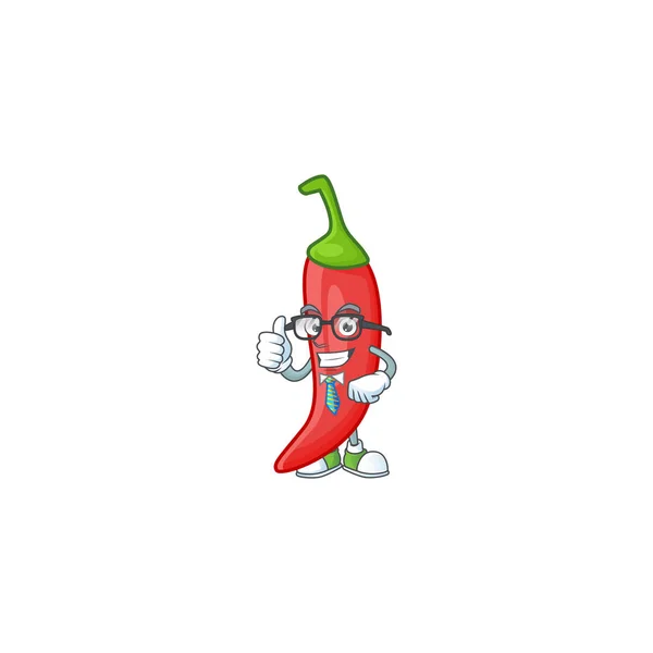 Cool Businessman czerwony chili postać z kreskówek — Wektor stockowy