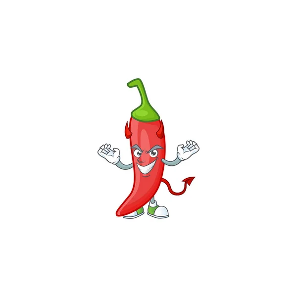 Kép piros chili, mint egy ördög rajzfilm kabala — Stock Vector