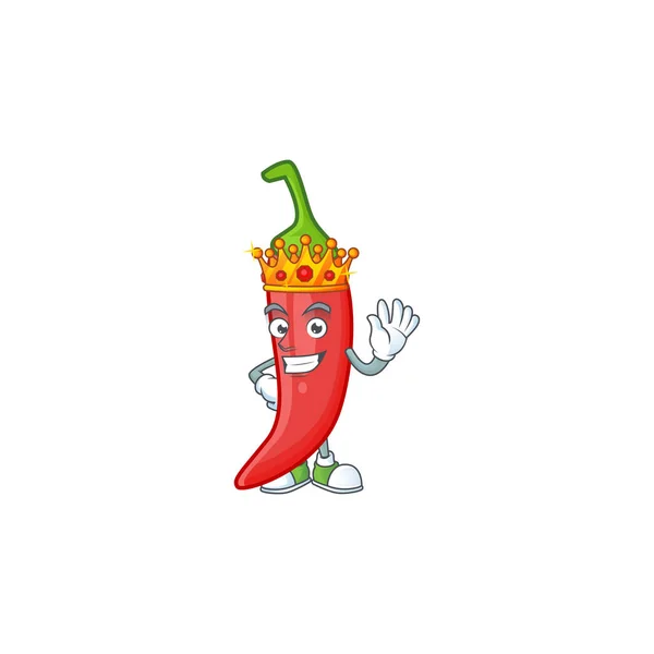 Cool King czerwonego chili na styl postaci z kreskówek — Wektor stockowy