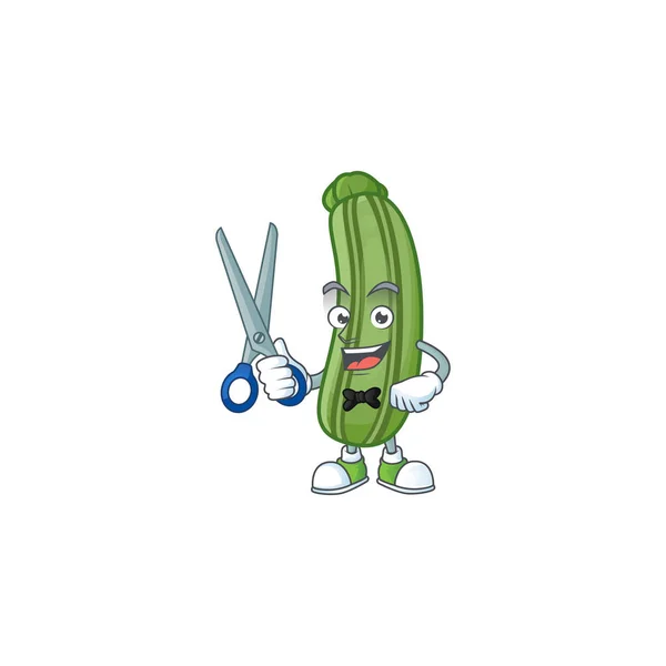 Smiley tukang cukur zucchini desain karakter maskot - Stok Vektor
