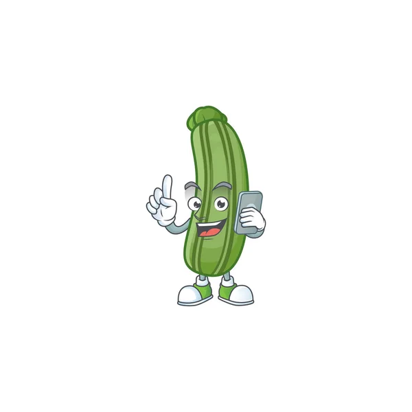Mascot design of zucchini speaking on the phone — Stock Vector