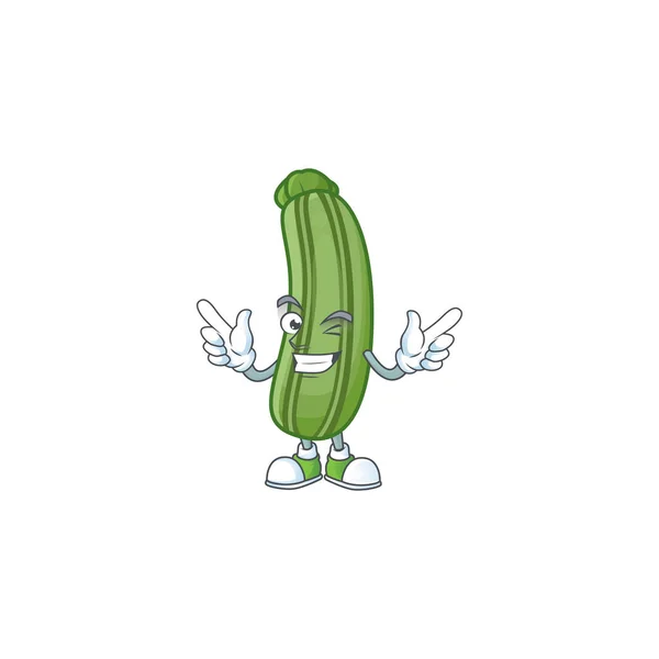 Gaya karakter kartun zucchini lucu dengan mata Wink - Stok Vektor