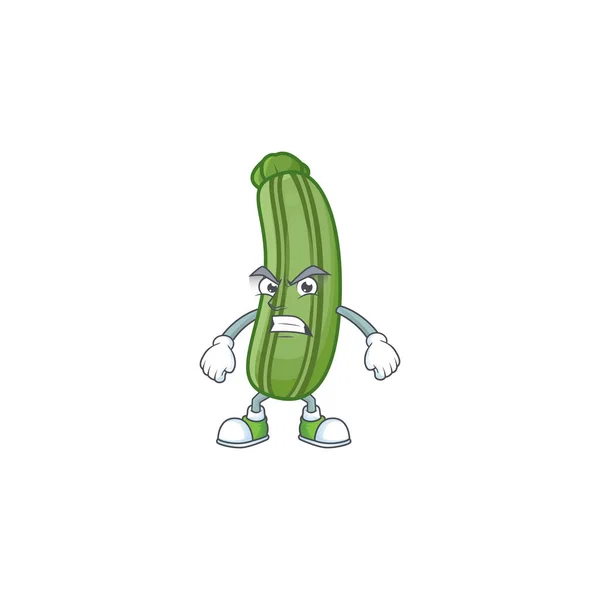 Immagine di zucchine personaggio dei cartoni animati con volto arrabbiato — Vettoriale Stock