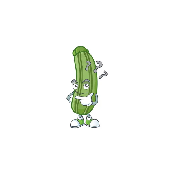 Cartoon karakter van courgette met verwarren gebaar — Stockvector