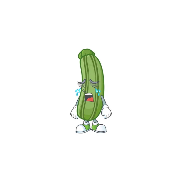 Sad Menangis gestur zucchini gaya karakter kartun - Stok Vektor