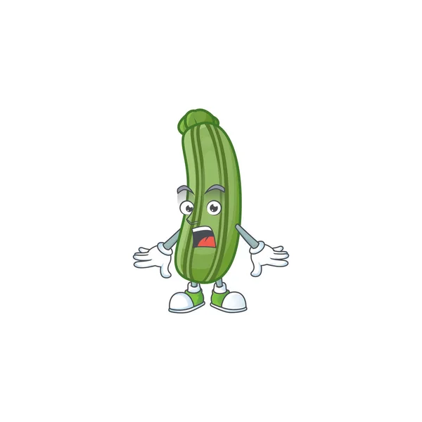 Gerakan zucchini yang mengejutkan pada desain maskot kartun - Stok Vektor