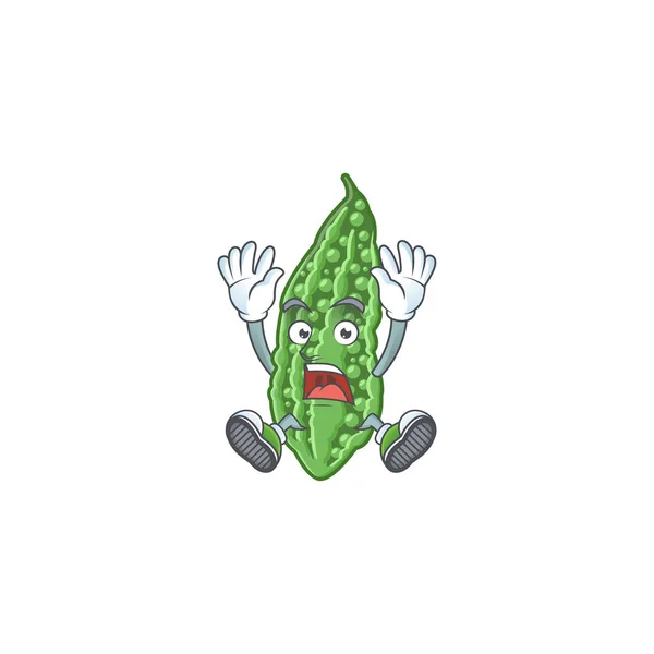 Cartoon character of bitter melon style with shocking gesture — 스톡 벡터