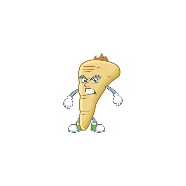 Picture of parsnip cartoon character with angry face — 스톡 벡터