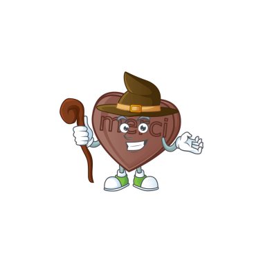 Mutlu Yüz Cadısı bir ısırık çikolatalı çizgi film karakteri tarzı