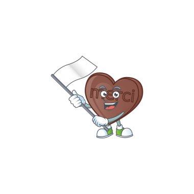 Sevimli bir ısırık Çikolata çizgi film karakteri tasarımı bayrak taşıyor