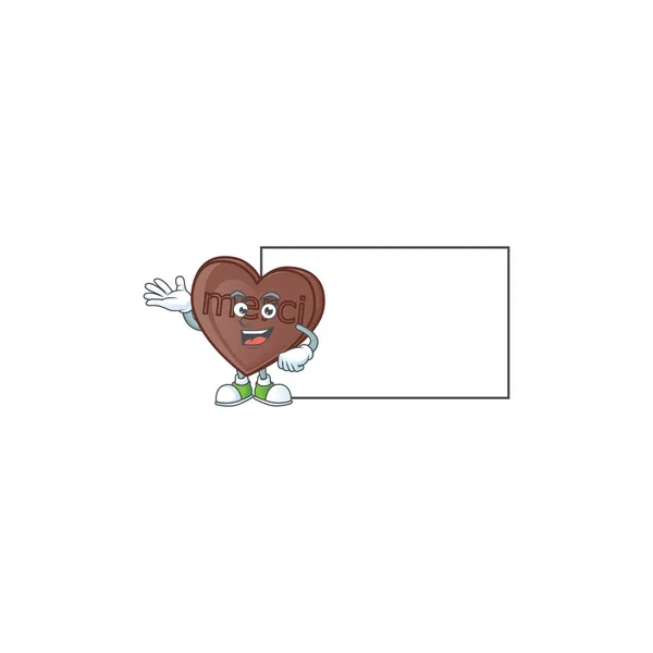 Jeden kęs czekolady miłości z białą tablicą kreskówki stylu — Wektor stockowy
