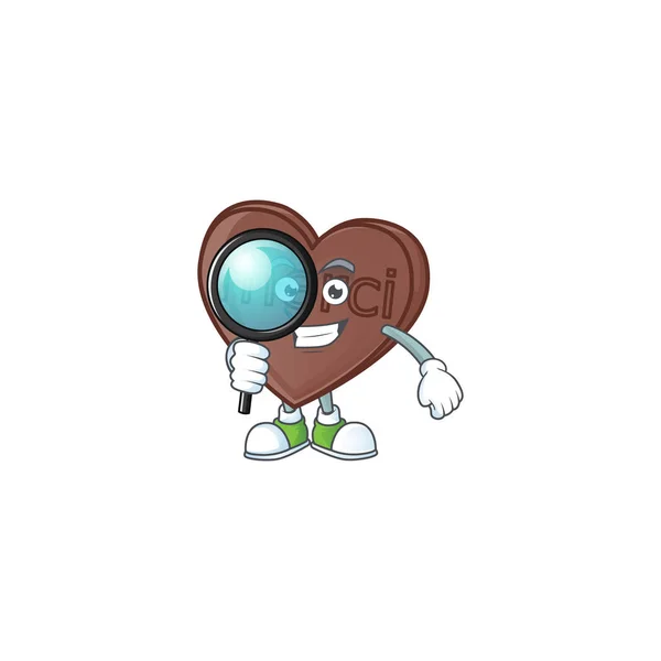 Smart Ένα μάτι ένα δάγκωμα αγάπη σοκολάτα Ντετέκτιβ κινουμένων σχεδίων σχεδιασμό χαρακτήρα — Διανυσματικό Αρχείο