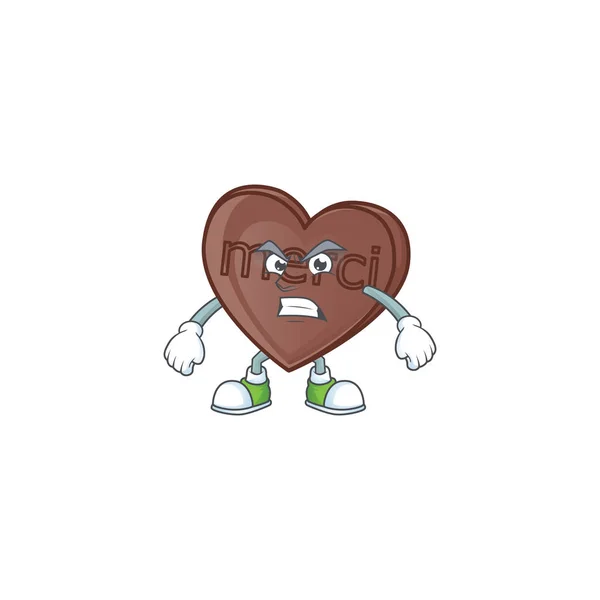 Zdjęcie z jednym kęsem miłość czekolada postać z kreskówki wściekły twarz — Wektor stockowy