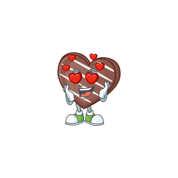 Falling in love cute stripes chocolate bar cartoon character design — Stock Vector
