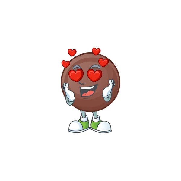 Tomber amoureux mignon chocolat boule dessin animé personnage design — Image vectorielle