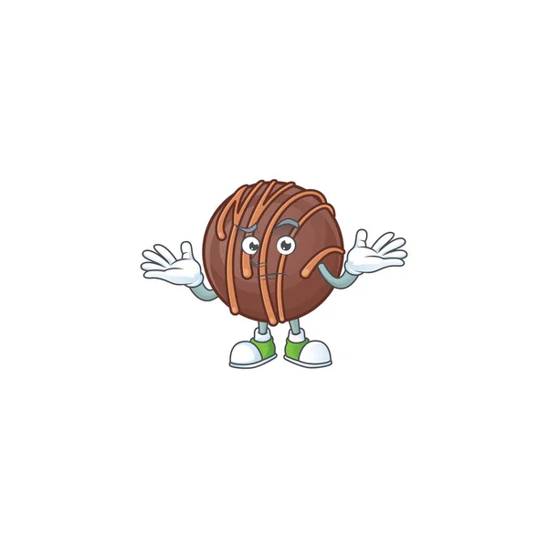 Super engraçado Grinning chocolate praline bola mascote estilo cartoon — Vetor de Stock