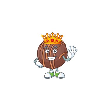 Kral 'ın maskotluk tarzında stilize edilmiş çikolatalı pralin topu.