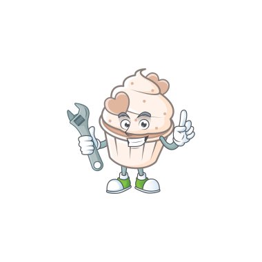 Akıllı Tamirci Beyaz Krem Kek Çizgi Film Karakteri Tasarımı