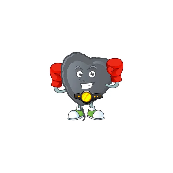 Cara feliz Boxeo amor negro globo dibujos animados diseño de personajes — Vector de stock