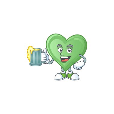 Büyük bardaklı yeşil aşk maskotu tasarımı