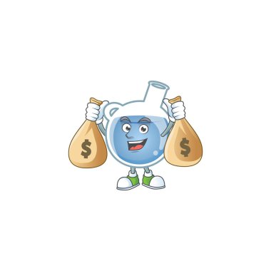 İki para çantalı zengin mavi iksir çizgi film karakteri.