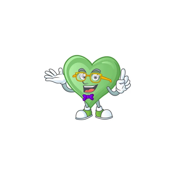 Cartoon karakter van Geek groene liefde ontwerp — Stockvector