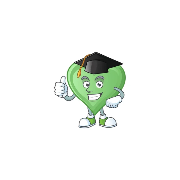 Feliz y orgulloso de amor verde con un sombrero de graduación negro — Vector de stock