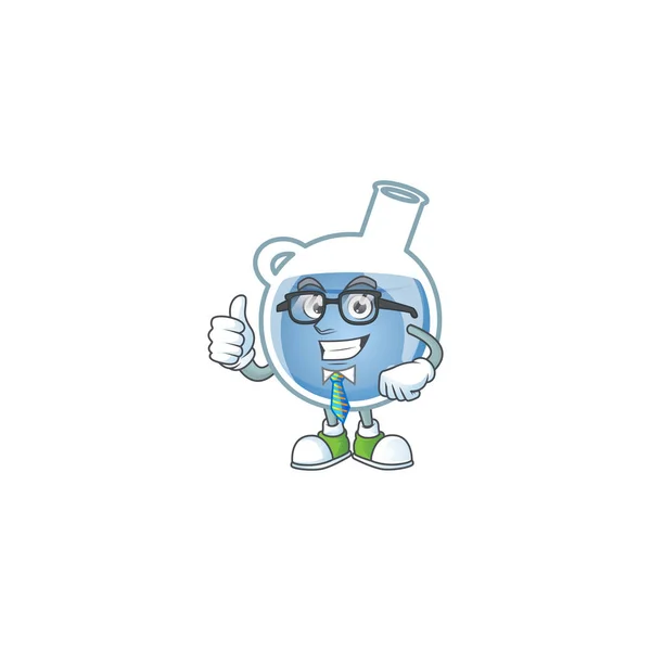 Personaje de dibujos animados de Empresario poción azul con gafas — Vector de stock