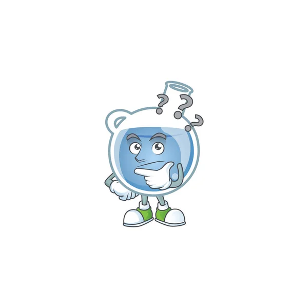 Estilo mascota de dibujos animados poción azul con gesto confuso — Vector de stock