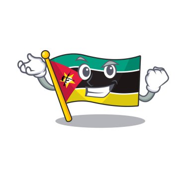 Mutlu kendinden emin başarılı bayrak mozambik çizgi film karakteri tarzı