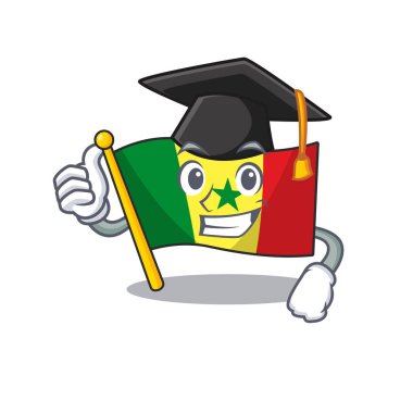 Mutlu bayrak Senegal siyah mezuniyet şapkası takıyor.