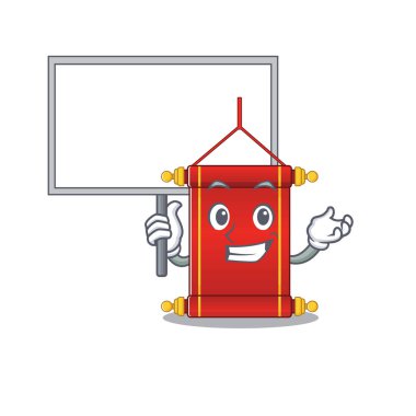 Gülümseyen Çin parşömenleri şirin çizgi film stili Getir tahtayı