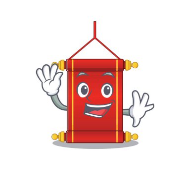 Sevimli gülümseyen çin parşömenleri çizgi film karakteri gibi sallıyor.