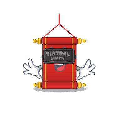 Sanal gerçeklik kulaklığında havalı Çince parşömen karakteri