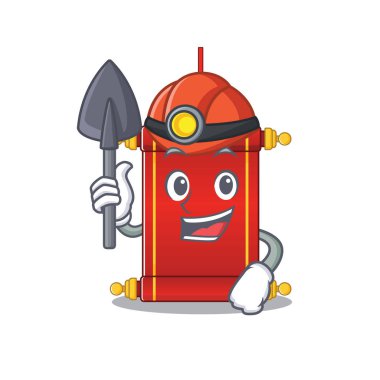 Cool Miner Çin parşömenleri karikatür maskot tarzı