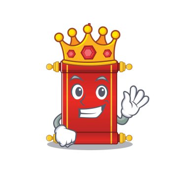 Kral Endonezya Çince parşömenleri çizgi film karakteri maskot tasarımı üzerine