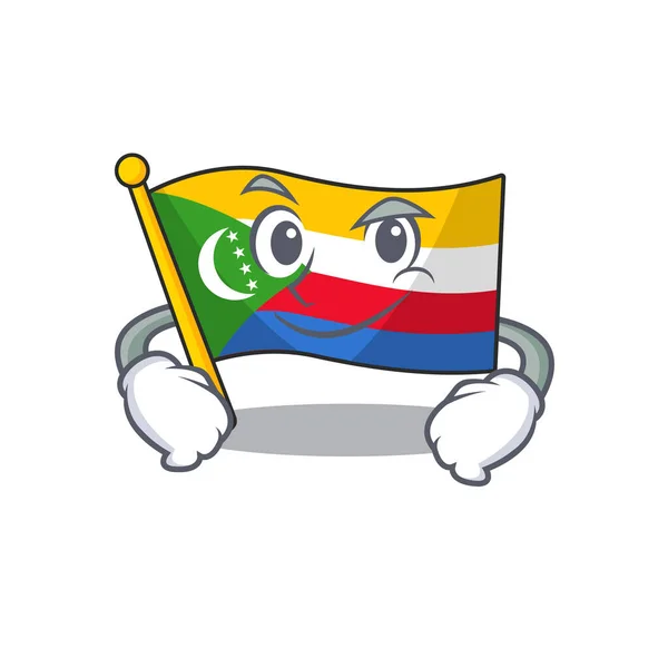 Bandera comoras mascota estilo de dibujos animados con la cara sonriente — Archivo Imágenes Vectoriales