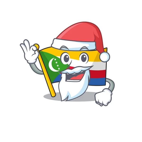 Flagge comoros in Santa-Cartoon-Charakter-Design — Stockvektor