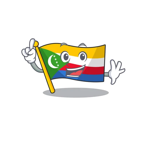 Finger flag comoros in mascot cartoon character style — 스톡 벡터