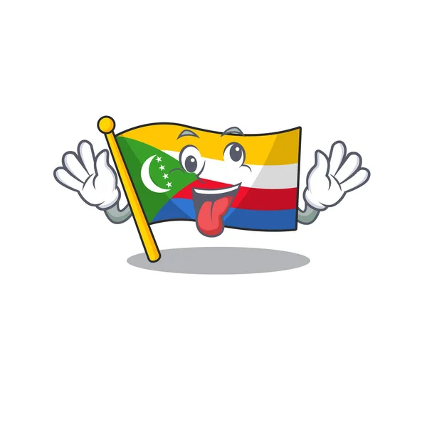 Mascot illustration of crazy expression flag comoros Cartoon character design — Stock Vector