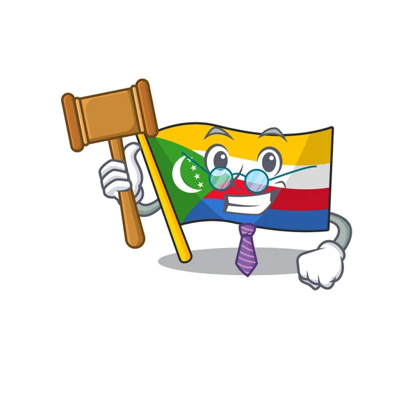 Smart Judge flag comoros presented in cartoon character style — 스톡 벡터