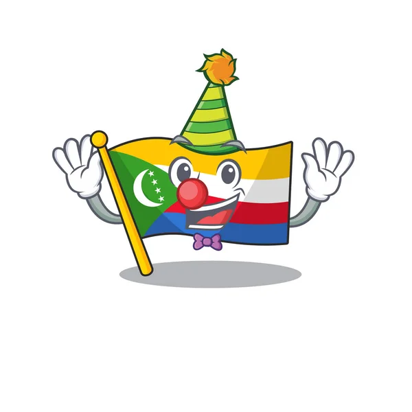 Cute Clown Flaga Komory umieszczone na kreskówki postać maskotka projektu — Wektor stockowy