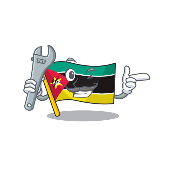Professional Mechanic flag mozambique mascot cartoon character style
