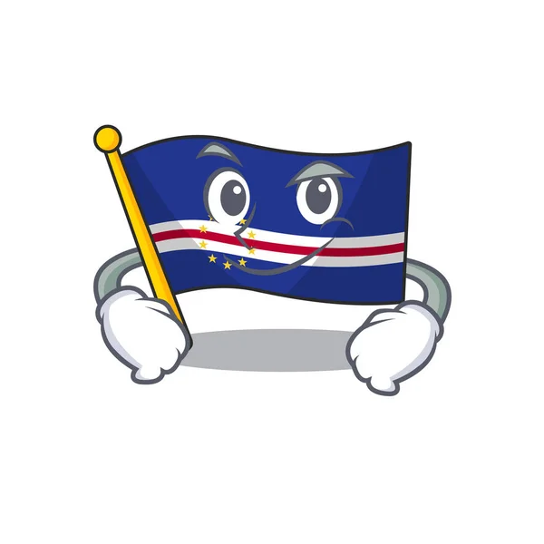 Bandera cape verde mascota estilo de dibujos animados con la cara sonriente — Vector de stock